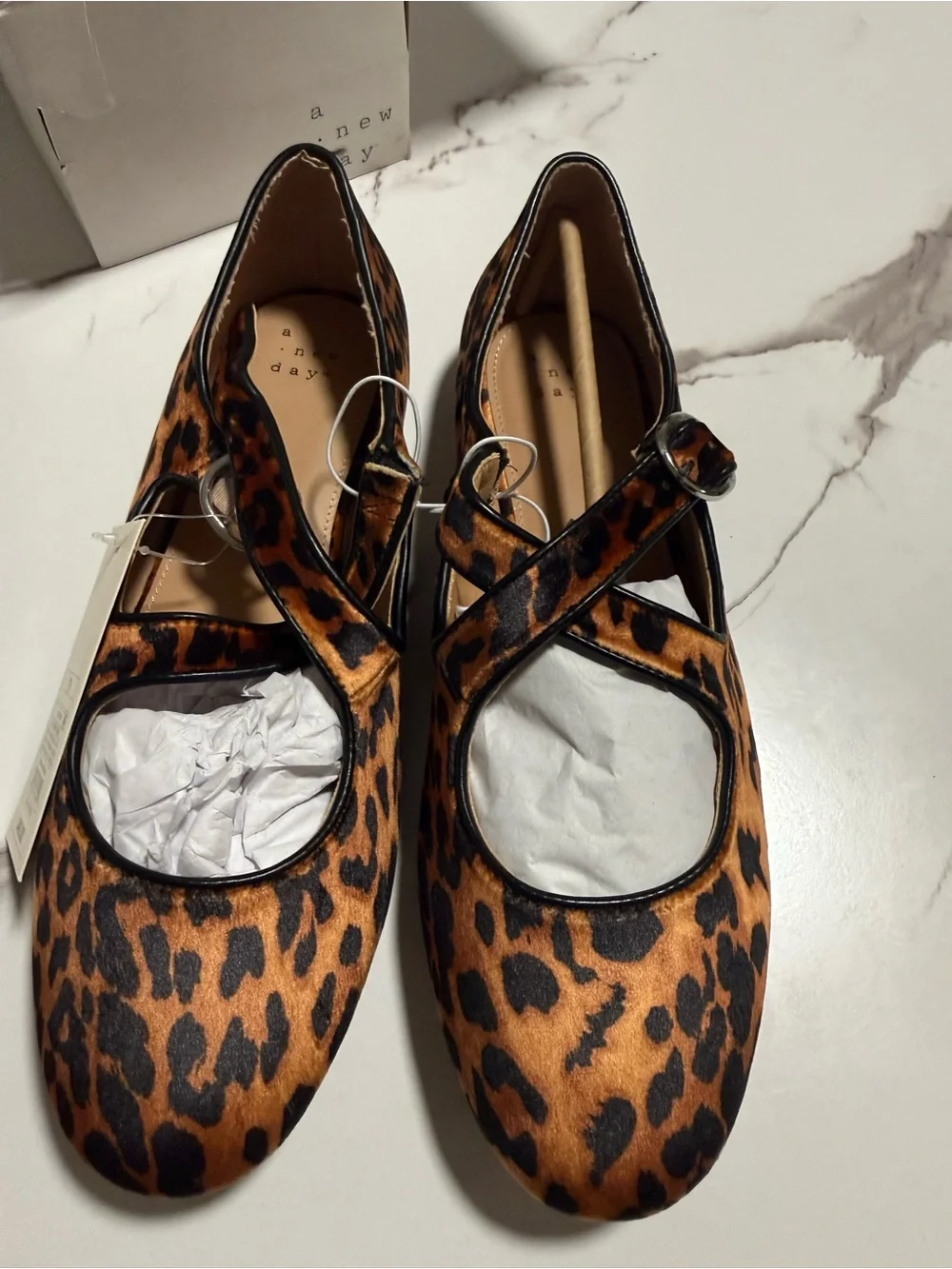 a new day Leopard Mary Jane Flats in Light Brown and Black